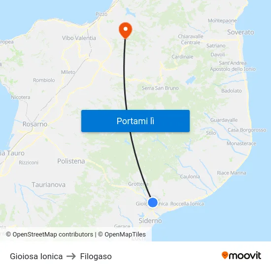 Gioiosa Ionica to Filogaso map