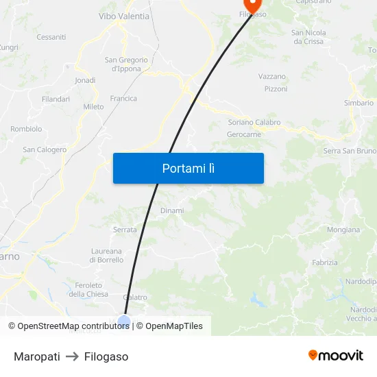 Maropati to Filogaso map