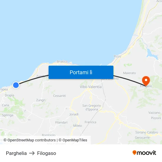 Parghelia to Filogaso map