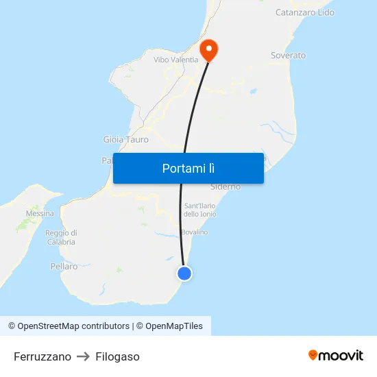 Ferruzzano to Filogaso map