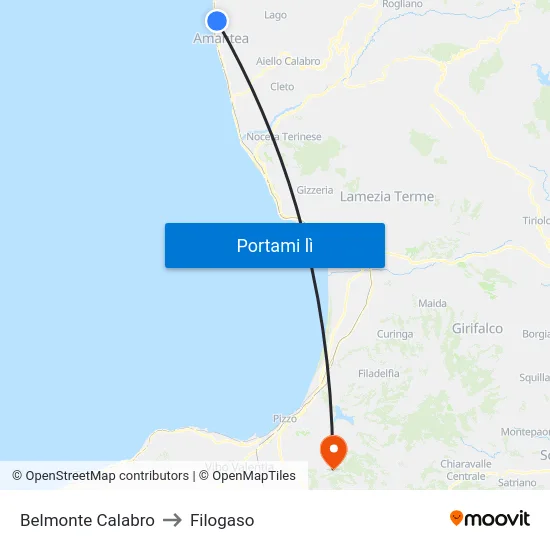 Belmonte Calabro to Filogaso map