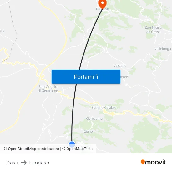Dasà to Filogaso map