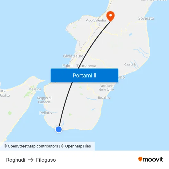 Roghudi to Filogaso map