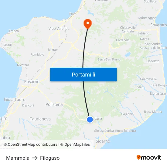 Mammola to Filogaso map