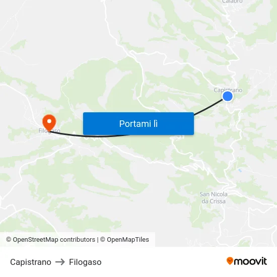 Capistrano to Filogaso map
