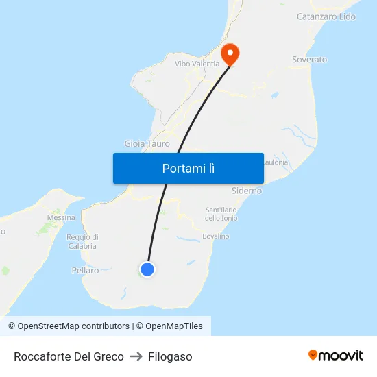 Roccaforte Del Greco to Filogaso map
