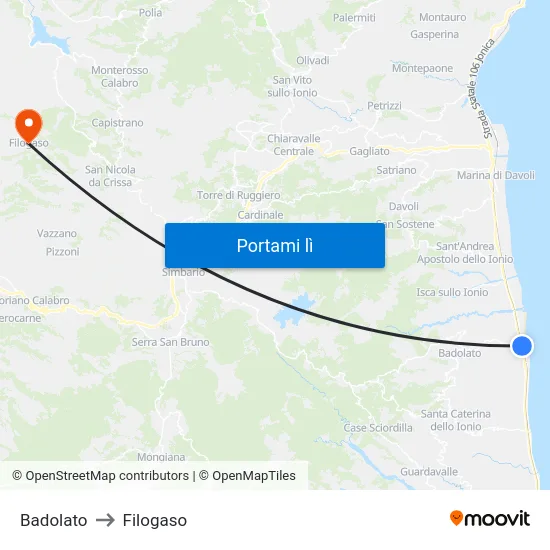 Badolato to Filogaso map