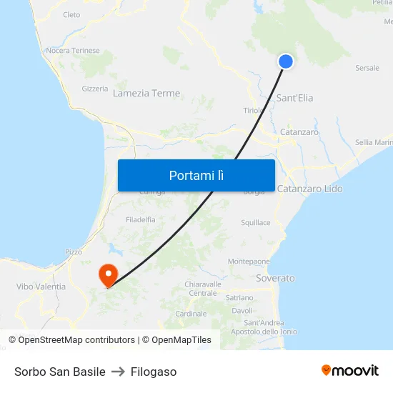 Sorbo San Basile to Filogaso map