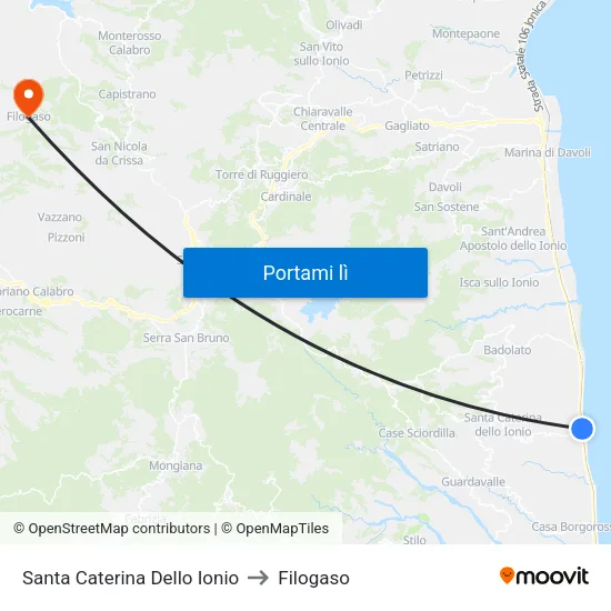 Santa Caterina Dello Ionio to Filogaso map