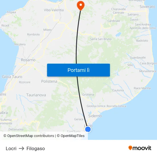 Locri to Filogaso map