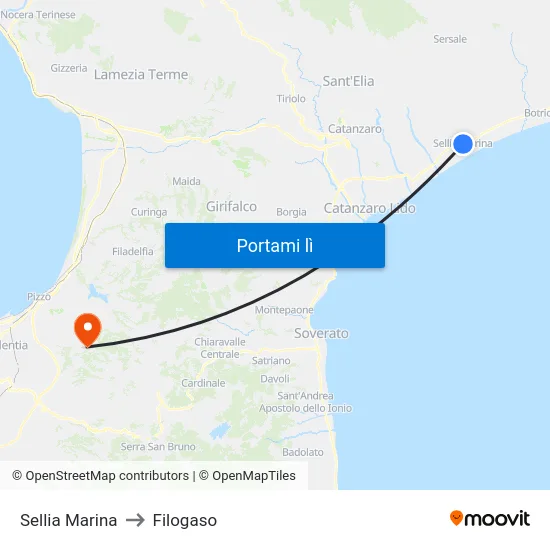 Sellia Marina to Filogaso map
