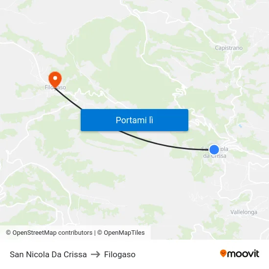 San Nicola Da Crissa to Filogaso map