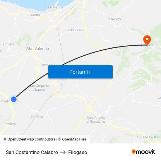 San Costantino Calabro to Filogaso map