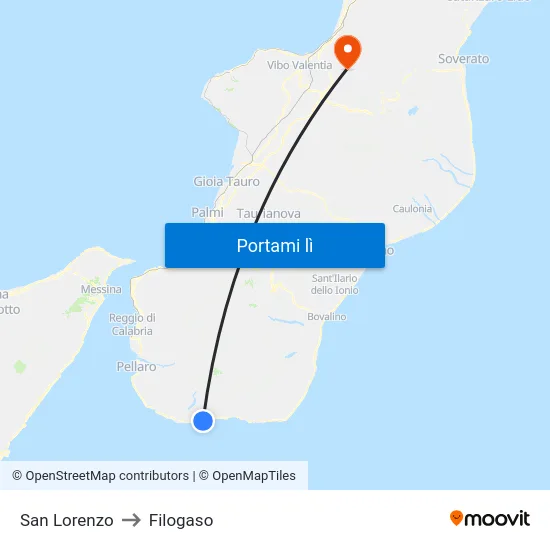 San Lorenzo to Filogaso map