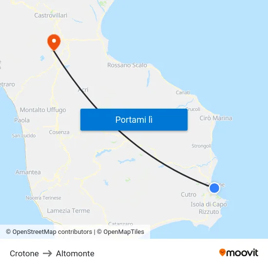 Crotone to Altomonte map