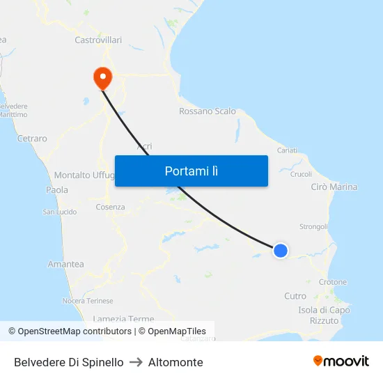 Belvedere Di Spinello to Altomonte map