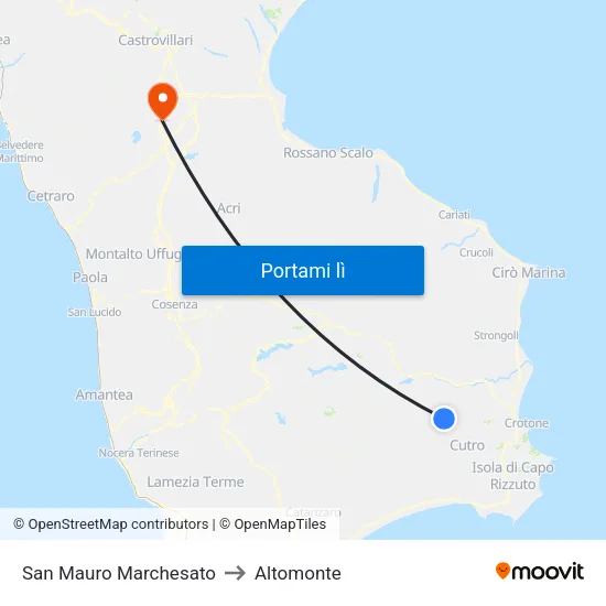 San Mauro Marchesato to Altomonte map