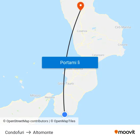 Condofuri to Altomonte map