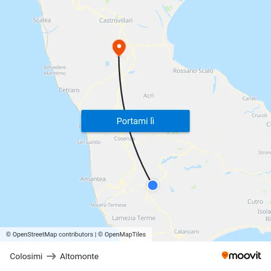 Colosimi to Altomonte map
