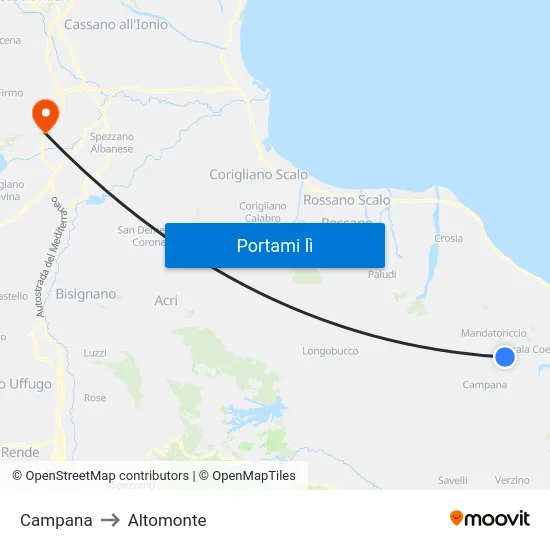 Campana to Altomonte map