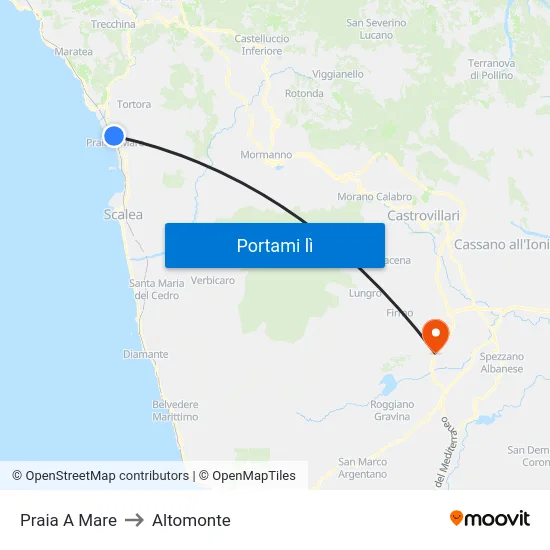 Praia A Mare to Altomonte map