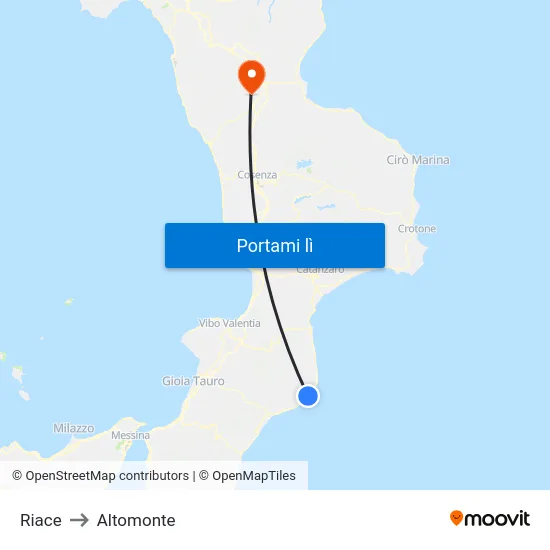 Riace to Altomonte map