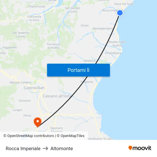 Rocca Imperiale to Altomonte map