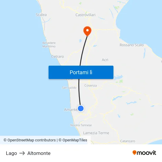 Lago to Altomonte map