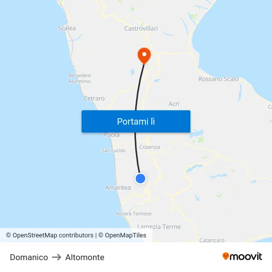 Domanico to Altomonte map