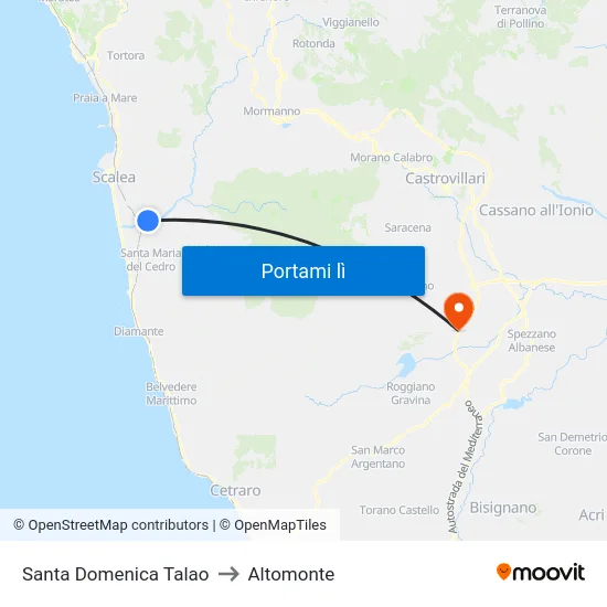 Santa Domenica Talao to Altomonte map