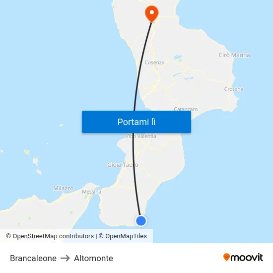 Brancaleone to Altomonte map