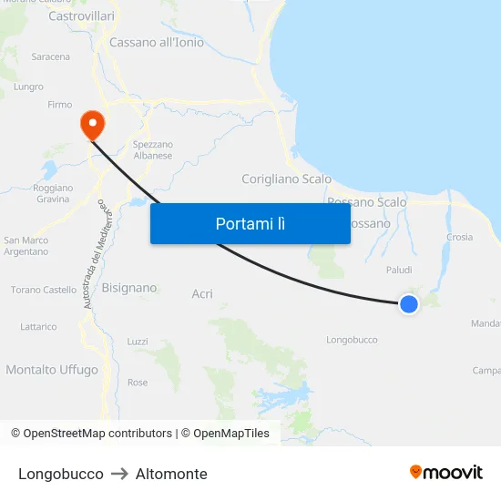 Longobucco to Altomonte map