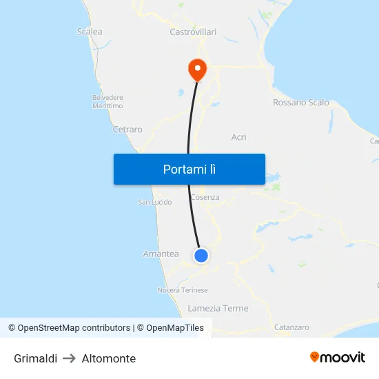 Grimaldi to Altomonte map