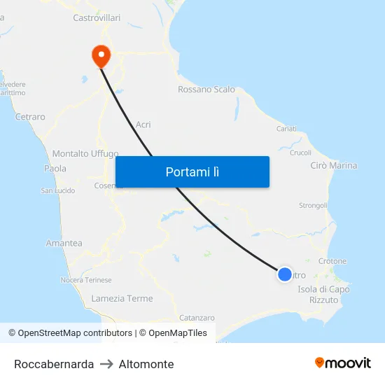 Roccabernarda to Altomonte map