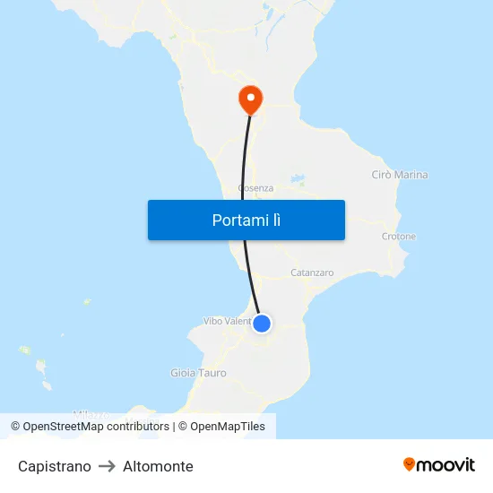 Capistrano to Altomonte map