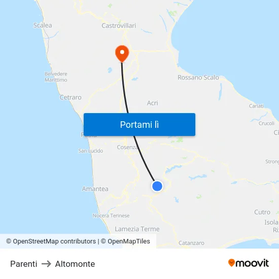 Parenti to Altomonte map