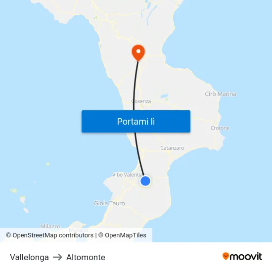 Vallelonga to Altomonte map