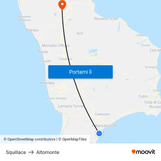 Squillace to Altomonte map