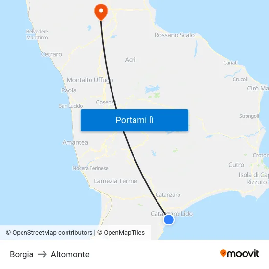 Borgia to Altomonte map