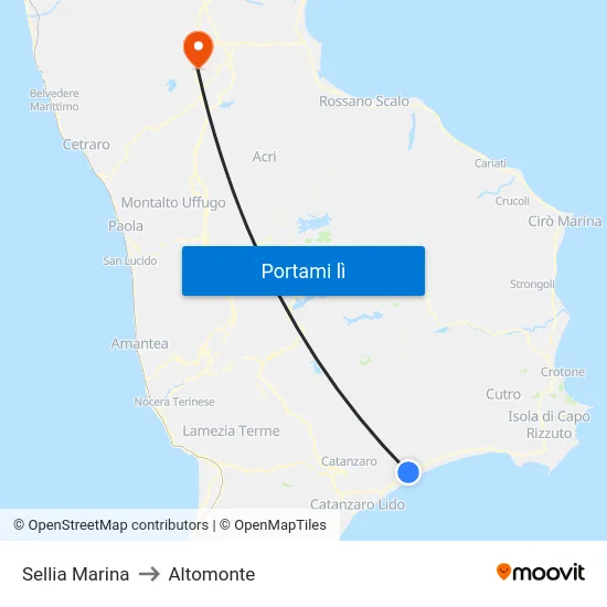 Sellia Marina to Altomonte map