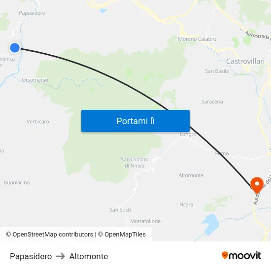 Papasidero to Altomonte map