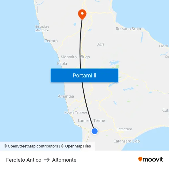 Feroleto Antico to Altomonte map