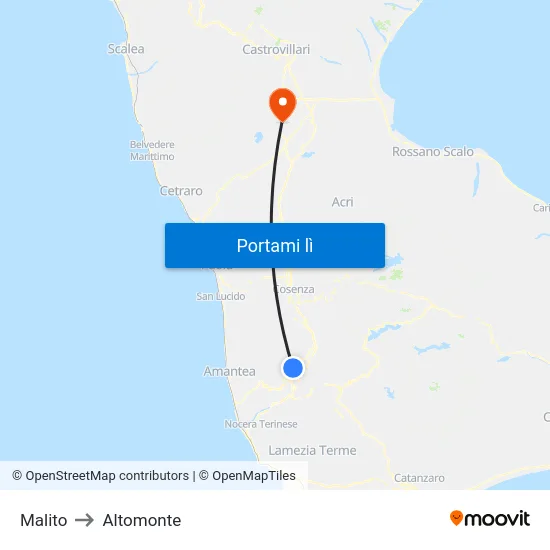 Malito to Altomonte map