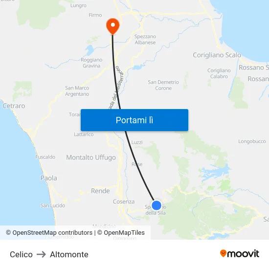 Celico to Altomonte map