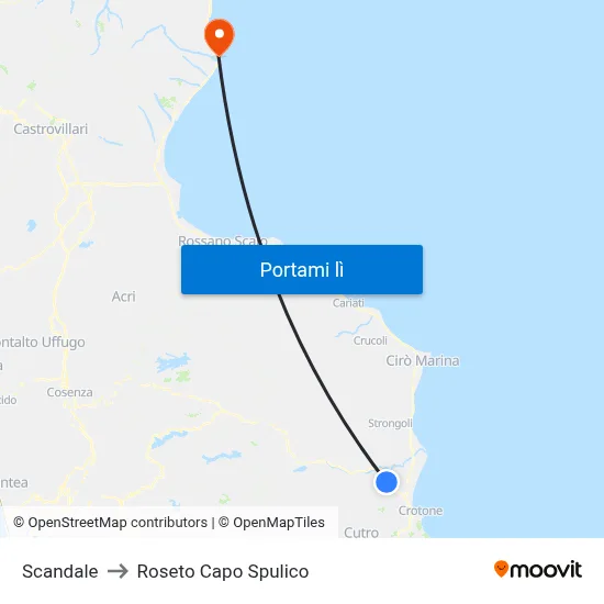 Scandale to Roseto Capo Spulico map