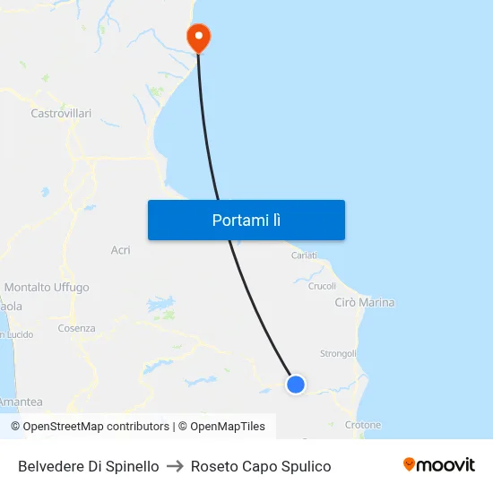 Belvedere Di Spinello to Roseto Capo Spulico map