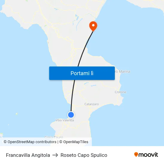 Francavilla Angitola to Roseto Capo Spulico map