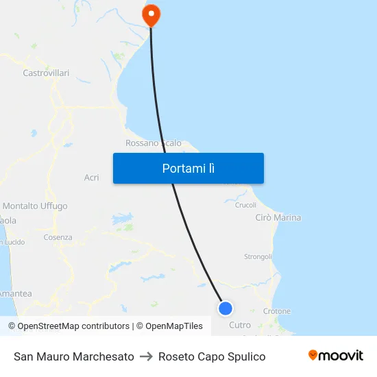 San Mauro Marchesato to Roseto Capo Spulico map