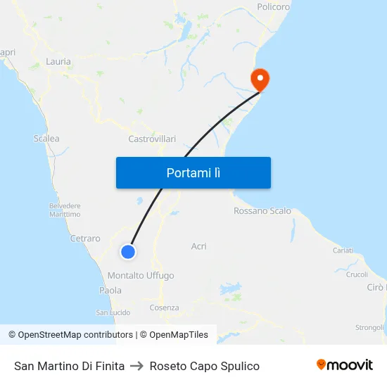 San Martino Di Finita to Roseto Capo Spulico map
