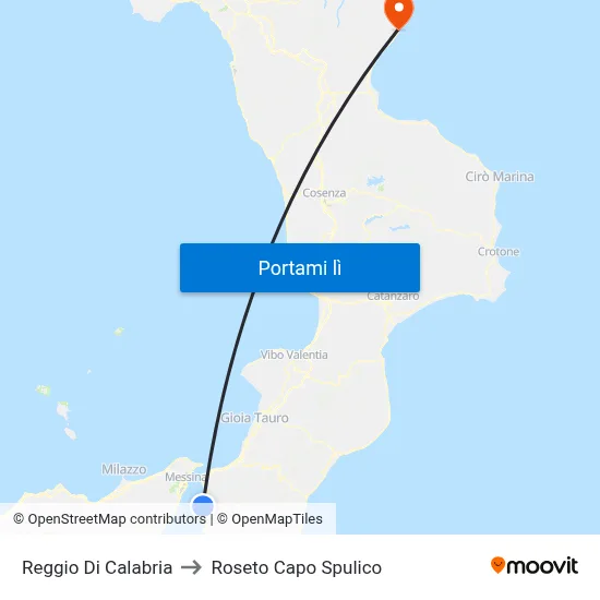 Reggio Di Calabria to Roseto Capo Spulico map